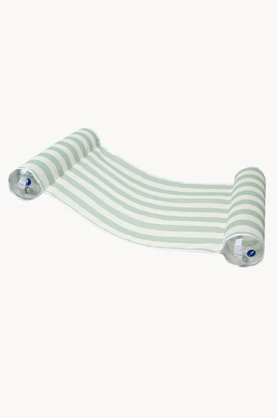 Water Hammocks|Pool Inflatables^Sunny Life The Vacay Stripe Mesh Hammock Float Sage
