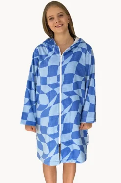 Towel Robes & Ponchos|Towel Robes & Ponchos^Back Beach Co Tidal Checker Hooded Towelling Robe L/XL Blue