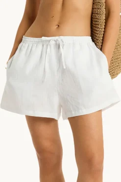 Shorts^Sea Level Tidal Linen Boxer Short White