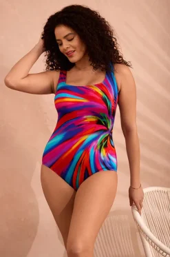 One Pieces^Longitude Tidal Swoon Panel Scoop Neck Tank One Piece Multi