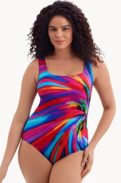 One Pieces^Longitude Tidal Swoon Panel Scoop Neck Tank One Piece Multi