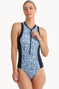 One Pieces^Poolproof Tide Sleeveless Zip One Piece Pacific