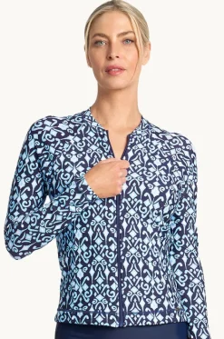 Rashies & Sunsuits^Jantzen Tile Long Sleeve Suntop Navy