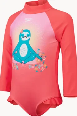 Rashies & Sunsuits^Speedo Toddler Girls Sloth Long Sleeve Sunsuit Coral Pink