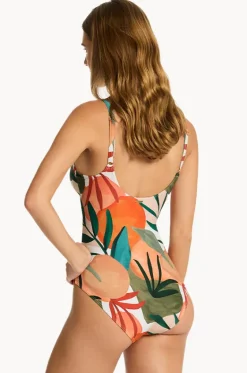 One Pieces^Sea Level Tropaluxe Cross Front Scoop Back One Piece Khaki