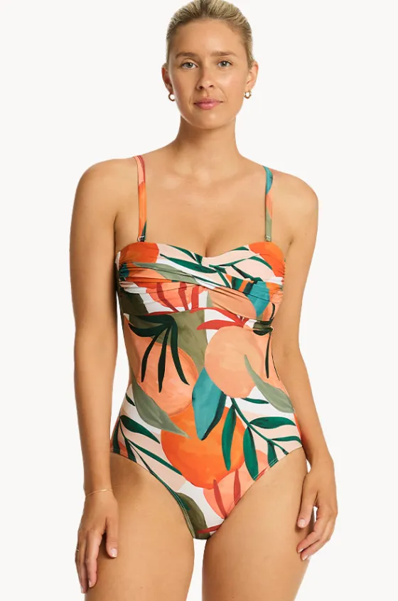 One Pieces^Sea Level Tropaluxe Twist Bandeau One Piece Khaki