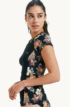 Rashies & Sunsuits^Roxy Tropical Feels Cap Sleeve Suntop Black/Multi