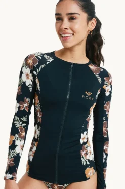 Rashies & Sunsuits^Roxy Tropical Feels Long Sleeve Suntop Black/Multi