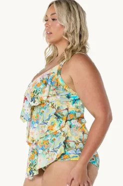 Tankini Tops^Capriosca Tropicana Tiered Frill Tankini Separate Multi
