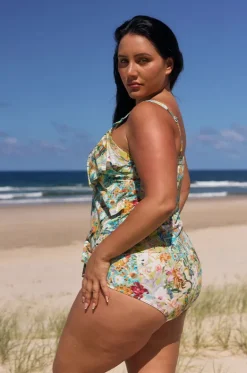 Tankini Tops^Capriosca Tropicana Tiered Frill Tankini Separate Multi