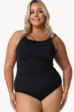 One Pieces^Capriosca Twist Front High Neck One Piece BLACK