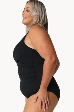 One Pieces^Capriosca Twist Front High Neck One Piece BLACK