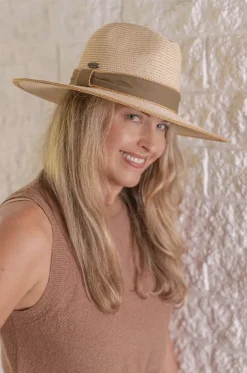 Headwear|Headwear^Sundaise Unisex Olive Band Panama Hat Natural