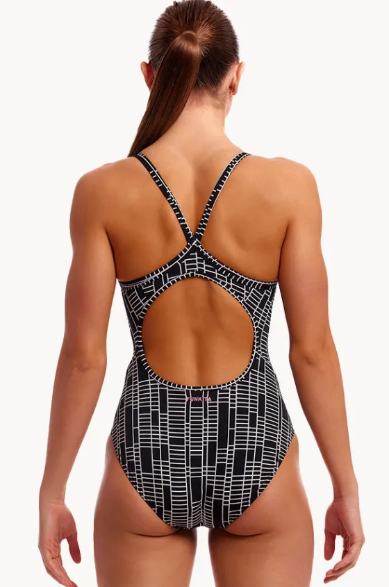 One Pieces^Funkita Up The Ladder Diamond Secure One Piece Black/white