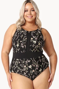 One Pieces^Capriosca Zip High Neck One Piece Wildflowers