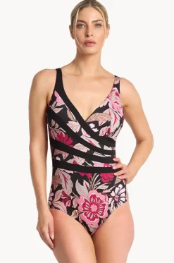 One Pieces^Poolproof Wisteria Fan Splice Tank One Piece Black