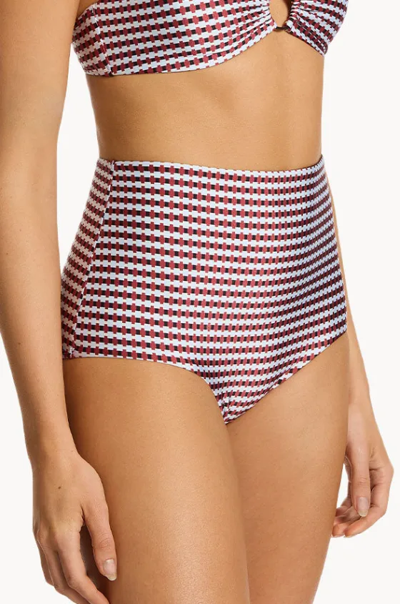 Bottoms^Jets Zarla Geo High Waist Boyleg Ruby