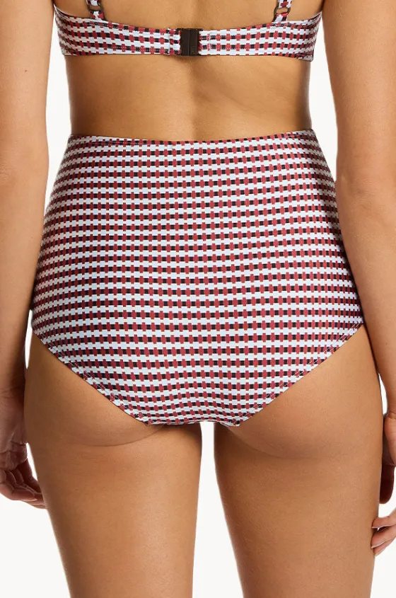 Bottoms^Jets Zarla Geo High Waist Boyleg Ruby