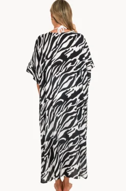 Overswim^Sundrenched Zebra Long Kaftan Black