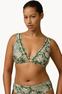 Bikini Tops^Monte u0026 Lou Zeni D/DD Cup Longline Tri Olive