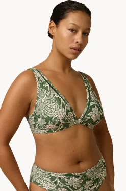 Bikini Tops^Monte u0026 Lou Zeni D/DD Cup Longline Tri Olive