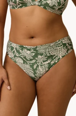 Bottoms^Monte u0026 Lou Zeni Mid Rise Ruched Pant Olive