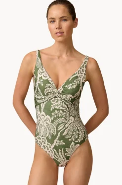 One Pieces^Monte u0026 Lou Zeni Multi Fit Twist One Piece Olive