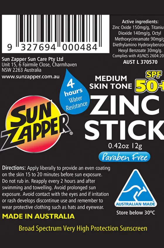 Travel|Home & Body^Sun Zapper Zinc Stick Medium skin tone