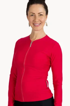 Rashies & Sunsuits^Babes In The Shade Zip Long Sleeve Suntop Red